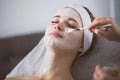 Woman getting enzymatic peeling at beautician`s Royalty Free Stock Photo