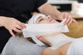 Woman getting enzymatic peeling at beautician`s Royalty Free Stock Photo