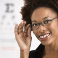 Woman getting eyeglasses