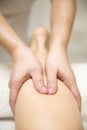 Woman getting leg massage in spa center Royalty Free Stock Photo