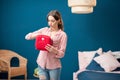 Woman getting a pills from first aid kit Royalty Free Stock Photo