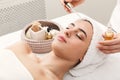 Woman getting professional facial massage at spa Royalty Free Stock Photo