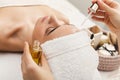 Woman getting professional facial massage at spa salon Royalty Free Stock Photo