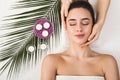 Woman getting professional facial massage at spa salon Royalty Free Stock Photo