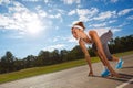 Woman getting ready to start on Royalty Free Stock Photo