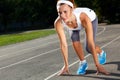 Woman getting ready to start on Royalty Free Stock Photo