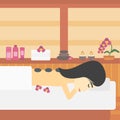 Woman getting stone therapy vector illustration.