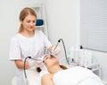 Woman getting ultrasound face beauty treatment in medical spa center Royalty Free Stock Photo