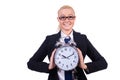 Woman with giant clock Royalty Free Stock Photo