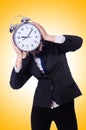Woman with giant clock Royalty Free Stock Photo