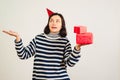 Woman with gift presents. Time for birthday celebration. Shopping, sale and discount concept Royalty Free Stock Photo