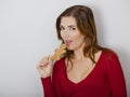 Woman with a Gingerbread cookie Royalty Free Stock Photo