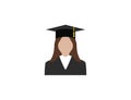 Woman, girl, graduation hat icon. Vector illustration. Flat design