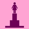 Woman and girl on pedestal - glorification and idealization of ideal female. Superior human being is glorified, praised and ideali Royalty Free Stock Photo