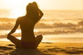 Woman Girl Sitting Sunrise Sunset Bikini Beach Royalty Free Stock Photo