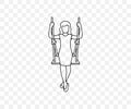 Woman or a girl swings on a swing, linear graphic design