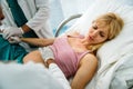 Woman giving birth in labor room of hospital Royalty Free Stock Photo