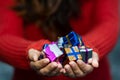 Woman Giving Christmas Gifts