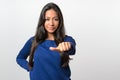 Woman giving an equal thumb gesture Royalty Free Stock Photo