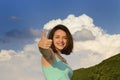 Woman giving thumbs up sign Royalty Free Stock Photo