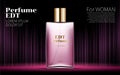 Woman Glamour Pink Bottle Perfume Contained in Square Glass Poster