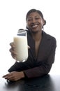 Woman with glass of milk Royalty Free Stock Photo
