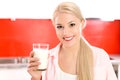 Woman with glass of milk Royalty Free Stock Photo