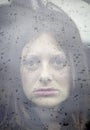 Woman with glass sadness Royalty Free Stock Photo