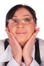 Woman in glasses face close-up Royalty Free Stock Photo