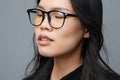 Student woman smile cute attractive beautiful studio face business beauty glasses asian fashion portrait background Royalty Free Stock Photo