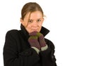 Woman with gloves and winter clothes, cold, winter