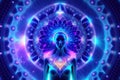 a woman with a glowing body, sacral psytrance concept generative ai art