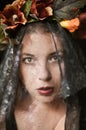 Woman in Goddess Persephone Outfit With Veil Over Face Royalty Free Stock Photo