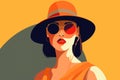 woman illustration style design portrait glasses girl poster fashion person modern. Generative AI.