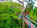 Woman going on a jungle zipline adventure