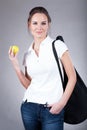 Woman going to tennis training