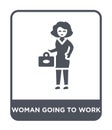 woman going to work icon in trendy design style. woman going to work icon isolated on white background. woman going to work vector Royalty Free Stock Photo