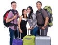 Woman going vacation holding suitcase Royalty Free Stock Photo