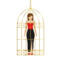 Woman in a golden cage