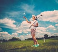 Woman on a golf field Royalty Free Stock Photo