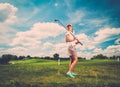 Woman on a golf field Royalty Free Stock Photo