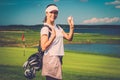 Woman on a golf field Royalty Free Stock Photo