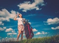 Woman on a golf field Royalty Free Stock Photo