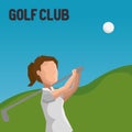 Woman golfer playing in golf club