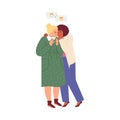 Woman gossip and whisper rumors about others, flat vector illustration isolated.