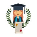 Woman graduating with certificate avatar character