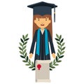 Woman graduating with certificate avatar character