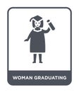 woman graduating icon in trendy design style. woman graduating icon isolated on white background. woman graduating vector icon