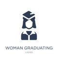 Woman Graduating icon. Trendy flat vector Woman Graduating icon