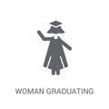 Woman Graduating icon. Trendy Woman Graduating logo concept on w